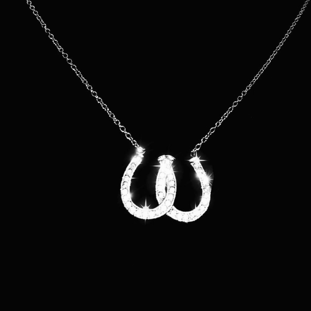 925 DOUBLE HORSE SHOE DIAMOND NECKLACE